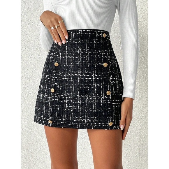 🌟minimalist Tulip Hem Bodycon waffle knit mini Skirt - Picture 5 of 11